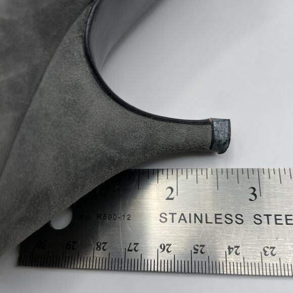 Bruno Magli Size 6.5 Suede Leather High Heels Colorblock Black Gray Slip On Shoe - Picture 9 of 9